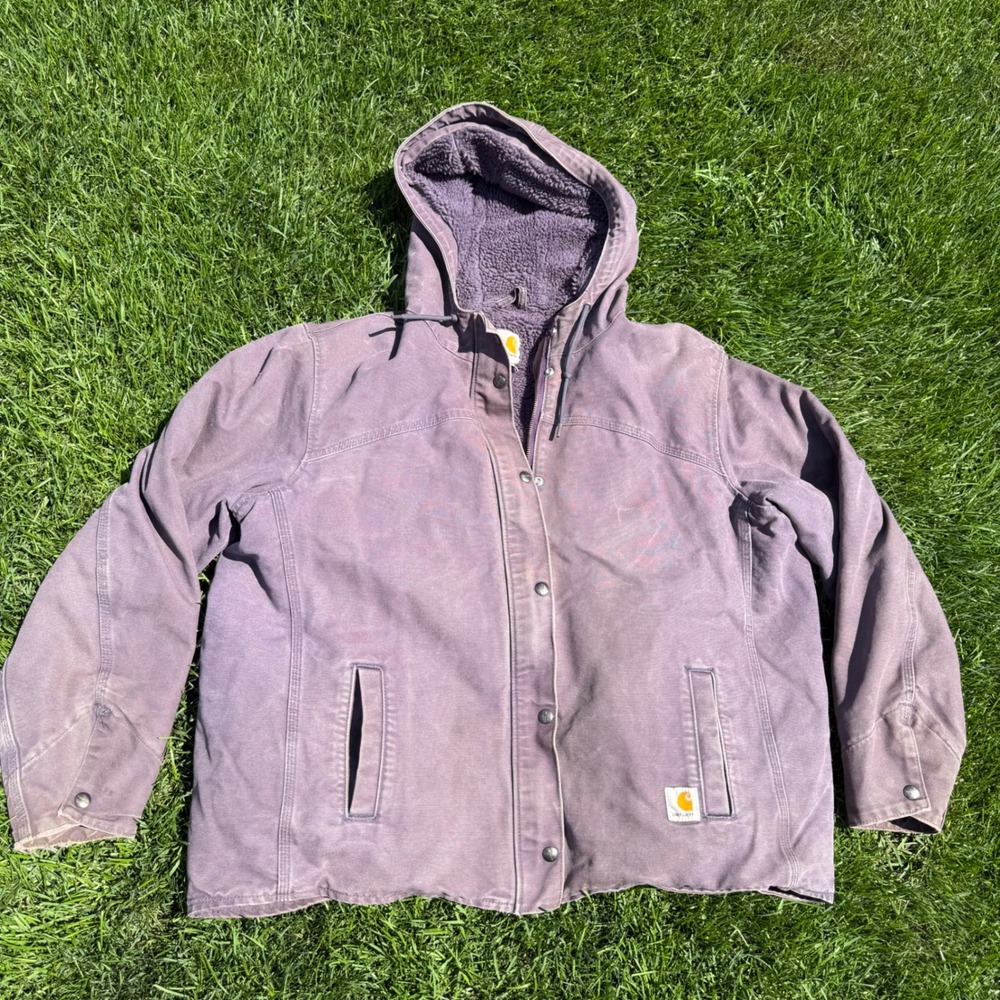 Carhartt Womens XXL Sandstone Sierra Jacket‎ Sherpa Lined Purple 100657 Workwear